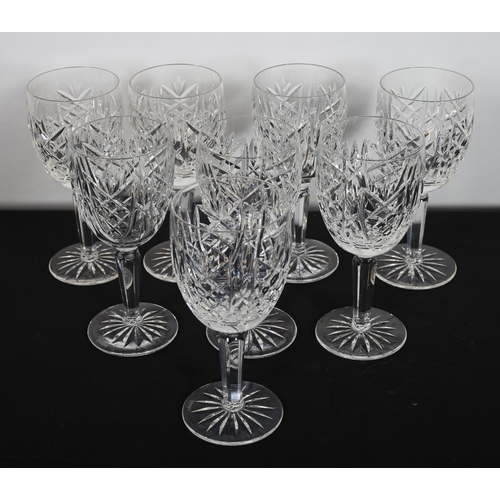 417 - A SET OF EIGHT WATERFORD CUT GLASS WINE GLASSES