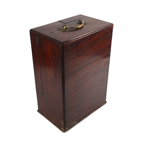 24 - Campaign apothecary chest. A George III mahogany chest, the top with brass carrying handle above twi... 