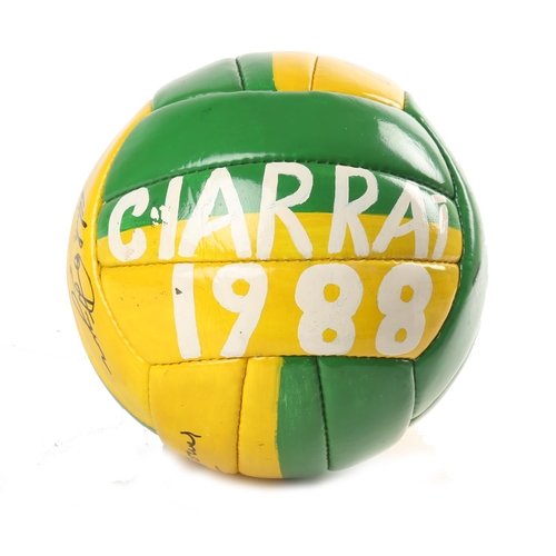 349 - Kerry Minor Football team 1988 painted team photograph ball, signed by Charlie Nelligan, Eoin 'Bombe... 