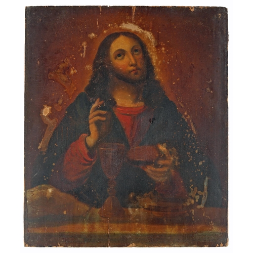 37 - 19th century Icon, The Eucharist, tempura on panel, 12½
