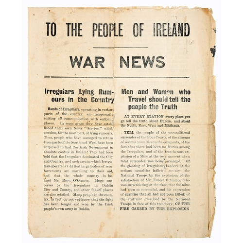 108 - Irish War News 1922 (July) Civil War, 4pp, quarto, letterpress printed, 