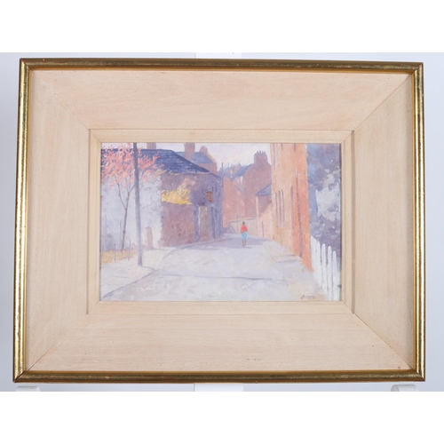 783 - BRETT MCENTAGART (R.H.A.)
Street by the Tailor's Hall
Oil on board 
Signed lower right 
Inscribed ve... 