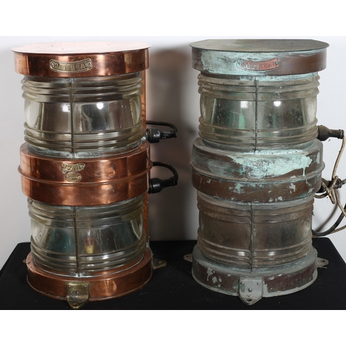 815 - A PAIR OF 19TH CENTURY COPPER SHIP'S LAMPS mast head bears plaque Lampads No. 746 C. Murray and Co. ... 