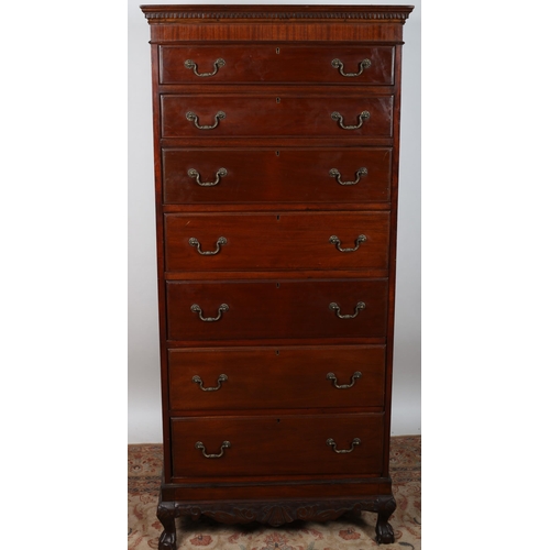 530 - A CHIPPENDALE DESIGN MAHOGANY TALLBOY the dentil moulded cornice above seven long graduated drawers ... 