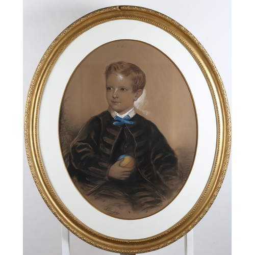 611 - A BLACKLEY 'PORTRAIT OF A YOUNG BOY' mixed media on paper signed lower left dated 1866 an oval. 
66 ... 