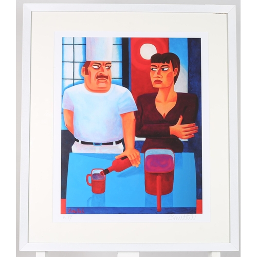 785 - GRAHAM KNUTTEL
Have a Drink 
A coloured print
Signed in the margin 
52cm (h) x 42cm (w)