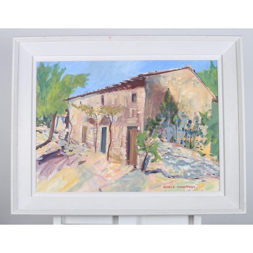 799 - CAROLE SHUBOTHAM
Continental Outbuilding
Oil on canvas
Signed lower right
44cm (h) x 60cm (w)