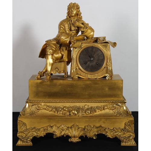 117 - A 19TH CENTURY FRENCH GILT BRASS MANTLE CLOCK STAMPED SIRONVAL JUNE the rectangular stepped case sur... 