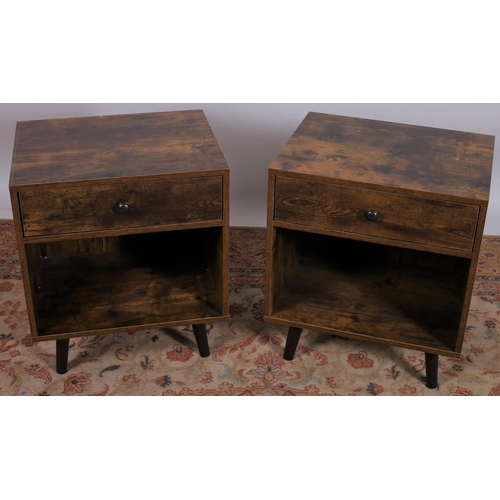 560 - A PAIR OF CONTEMPORARY MAHOGANY PEDESTALS each of rectangular outline with frieze drawer above an op... 