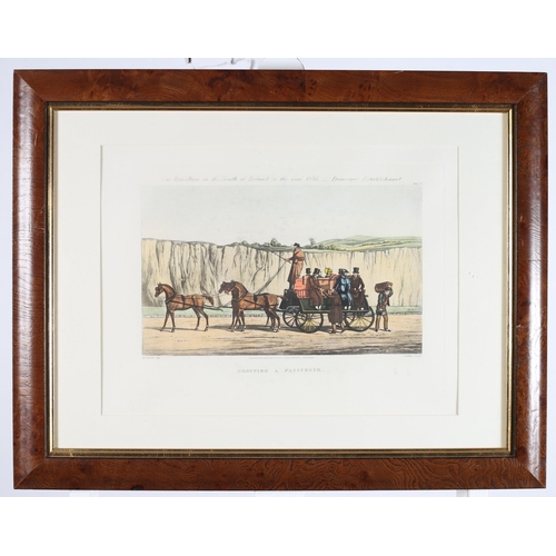 607 - A SET OF SIX REPRODUCTION COPIES OF BIANCONI'S COLOURED COACHING PRINTS in simulated walnut frames
5... 