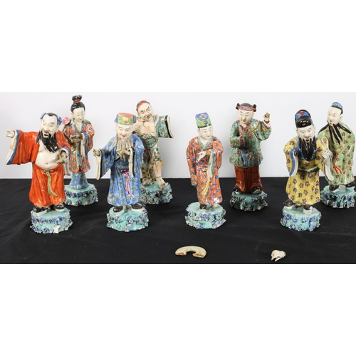 622 - A SET OF EIGHT 19TH CENTURY MYSTICAL JAPANESE GLAZED CHINA FIGURES (AF)
Each 22cm (h)