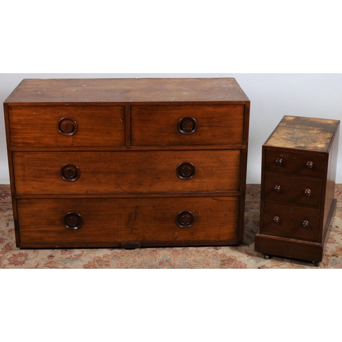 665 - A 19TH CENTURY MAHOGANY CHEST of rectangular outline the shaped top above two short and two long gra... 