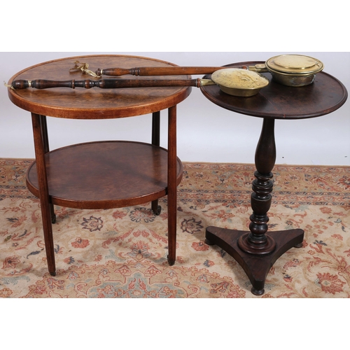 674 - A 19TH CENTURY MAHOGANY OCCASIONAL TABLE the circular dish top above a ring turned column on platfor... 