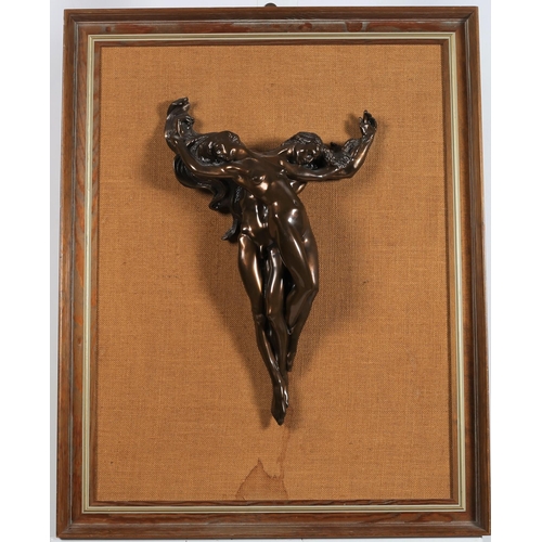 937 - A HOURKEN 
A BRONZE SCULPTURE ENTWINED SIGNED 
50CM X 30CM 
FRAMED