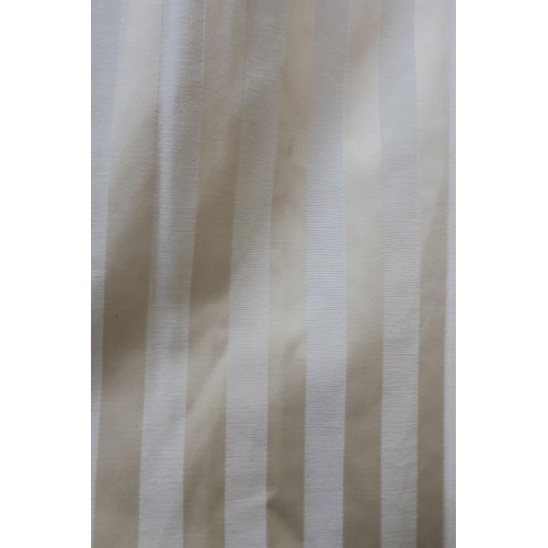 944 - STRIPED FABRIC CURTAINS with pleated header. Lined. 
Matches Colour Trend 'Jodhpur'.
Header (w) 75 c... 