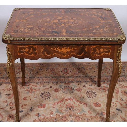 234 - A CONTINENTAL KINGWOOD MARQUETRY AND GILT BRASS MOUNTED CARD TABLE of rectangular outline the hinged... 