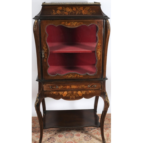 2 - A 19TH CENTURY CONTINENTAL MAHOGANY MARQUETRY AND GILT BRASS MOUNTED DISPLAY CABINET of rectangular ... 