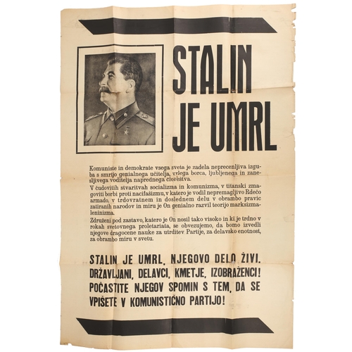 100 - Soviet era Serbo-Croatian poster featuring Joseph Stalin. 