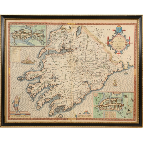 112 - 1676 Map of Munster by John Speed. A hand-coloured, engraved map of Munster (Mounster) by John Speed... 