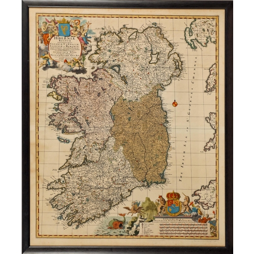 115 - 1690s Map of Ireland by Nicolas Visscher, a hand-coloured, engraved map of Ireland, Hiberniae Regnum... 