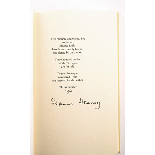 143 - Heaney, Seamus. Electric Light, Faber & Faber, London, 2001, limited edition, signed and numbered 19... 