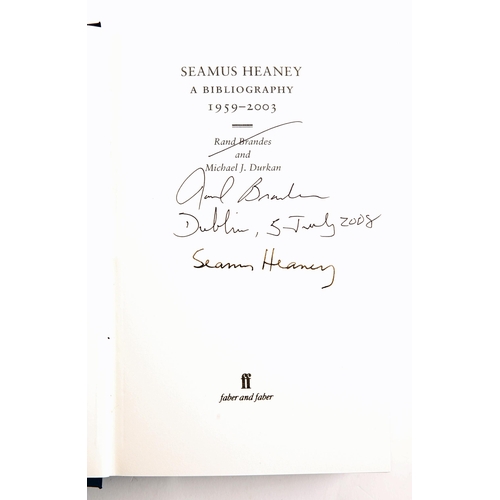 149 - Seamus Heaney signed. Brandes, Rand & Durkan, Michael J. Seamus Heaney A Bibliography 1959-2003, Fab... 