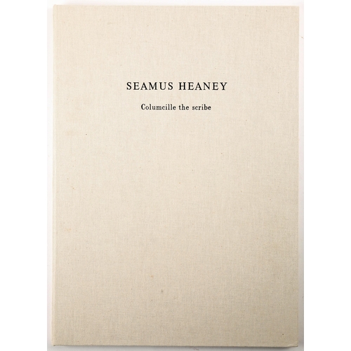 154 - Heaney, Seamus. Columcille the Scribe, Royal Irish Academy, 2004. first edition, manuscript on vellu... 