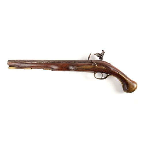 232 - Navy long sea service flintlock pistol. The 25 bore, 12 inch smoothbore barrel. Military pattern loc... 