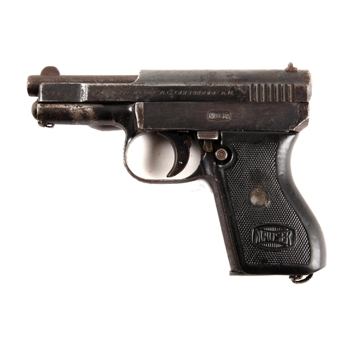 258 - 1914 Mauser 6.35 caliber semi automatic pistol of a type used by Irish Volunteers, serial number 393... 