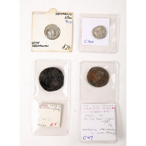 286 - Roman coins. Vespasian Ar. denarius, AD 77-78, CAESAR VESPASIANVS AVG; laureate head right. Rev. ANN... 