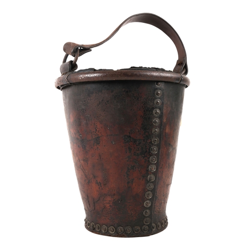 294 - A 19th century leather fire bucket, the seam and base with copper rivets, 20