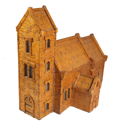 303 - Match work model of a medieval church, in the late Romanesque style, 30