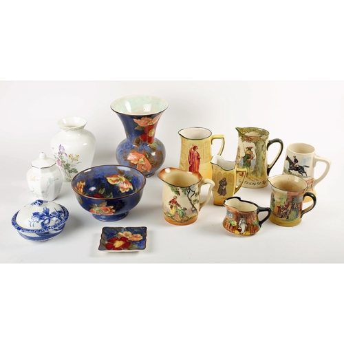 305 - A collection of Royal Doulton porcelain ware, mainly 1930s to 1950s, including a Wild Rose vase, bow... 