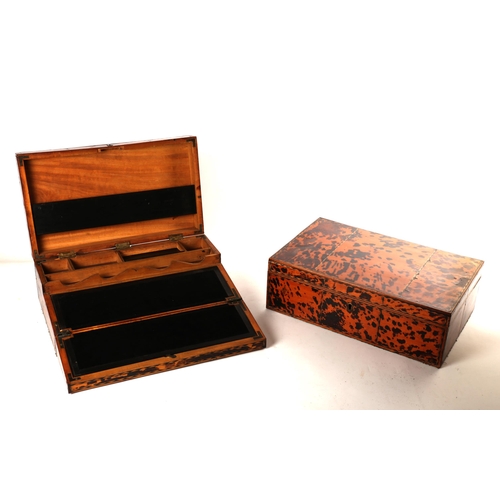 312 - A pair of 19th century Anglo-Indian tortoiseshell and parquetry-veneered travelling boxes, comprisin... 