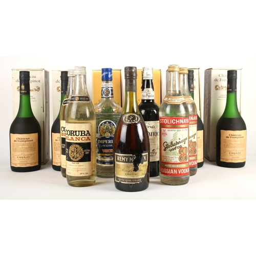 314 - Fine cognac and spirits. Six bottles of Chateau Fontpinot Grand Champagne Premier Cru Cognac, 71.7 p... 