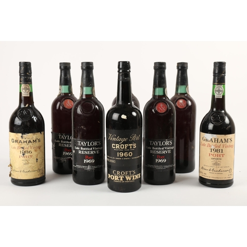 317 - Vintage port. Five bottles Taylor's, Late Bottled Vintage Reserve Port, 1969, one without label; and... 