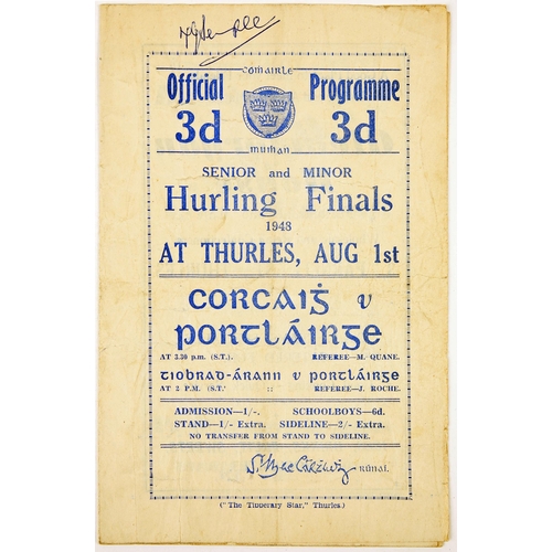 337 - Gaelic Athletic Association, GAA, Munster Hurling Finals, Cork v Waterford, official programme, Thur... 