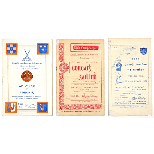 347 - Gaelic Athletic Association, GAA, 1952 All-Ireland Hurling Final, official programme Dublin v Cork 7... 