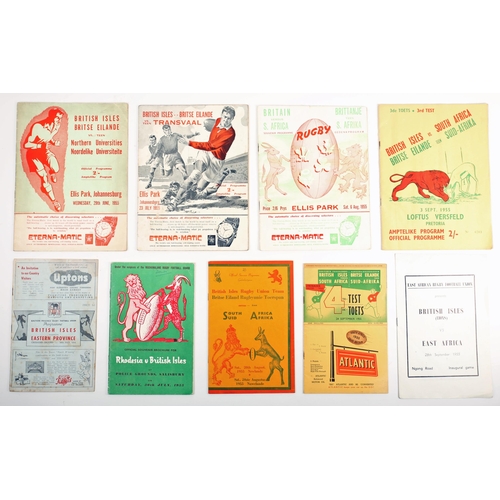 350 - Sporting memorabilia, Rugby Union, 1955 Lions Tour of South Africa, collection of programmes and eph... 