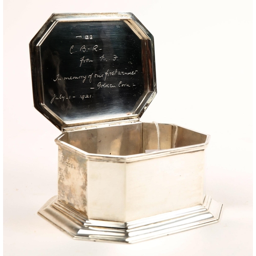 360 - Horse Racing, a George V silver box presented to horse trainer Cecil Boyd Rochfort (C.B.R.) from Mar... 