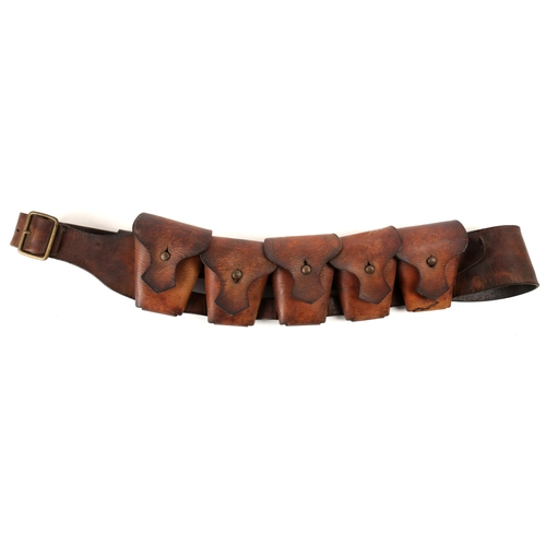 63 - Brown leather five-pouch bandolier, of a type used by the IRA in the War of Independence.