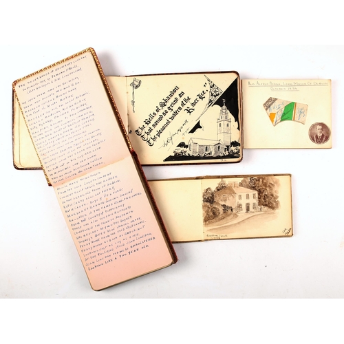 71 - 1890s to 1930s collection of sketch and autograph albums. An album of watercolour topographical sket... 