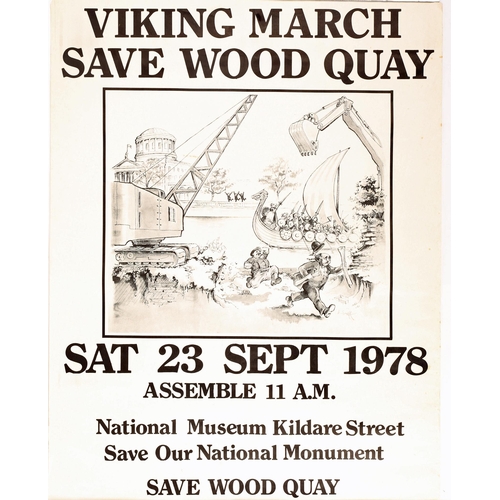 84 - 1978 (23 September) Viking March - Save Wood Quay poster. Monochrome poster with cartoon of Vikings ... 