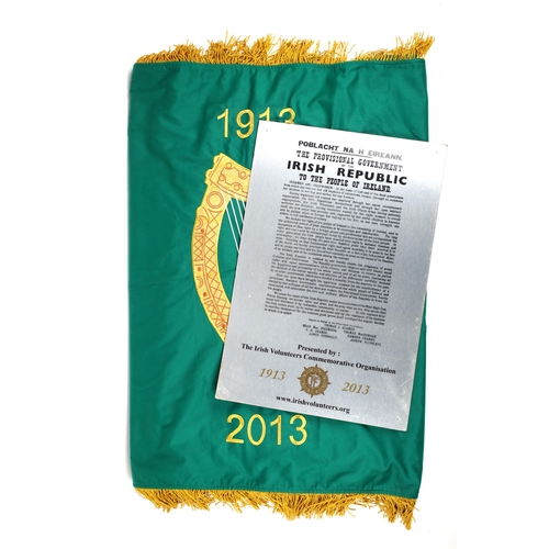 96 - 1913-2013 Flag commemorating the centenary of the foundation of the Irish Volunteers, A gilt-fringed... 