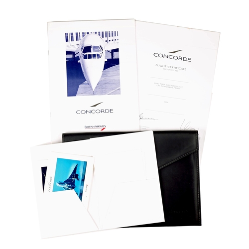 99 - Aviation history. British Airways, Concorde passenger's document wallet. A dark grey vinyl, Concorde... 