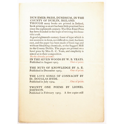 159 - Cuala Press prospective and Jack B. Yeats bookplate. Cuala Press.- Dun Emer Press, folded sheet, 8vo... 