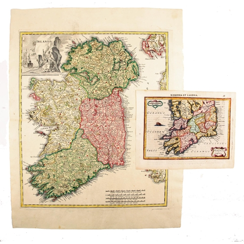 114 - 1743-1787 Two maps of Ireland and a map of Munster and Leinster. A hand coloured engraved map by Gui... 