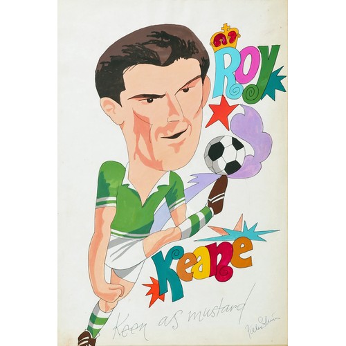 378 - Irish international football stars, prints by Piet Sluis Dutch/Irish) 20th/21stC. Three hand coloure... 