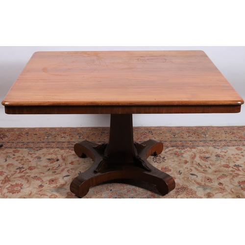 222 - A 19TH CENTURY MAHOGANY POD TABLE of rectangular outline the shaped top above a rectangular spreadin... 