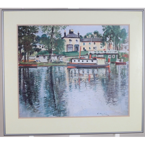 304 - CANAL SCENE WITH BARGE A COLOUR PRINT
Indistinctly signed lower right
48cm (h) x 58cm (w) MOUNTAIN L... 